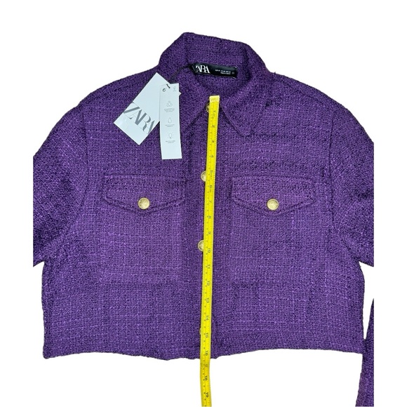 NWT Zara Purple Tweed Cropped Jacket Women's Sz xsmall - Picture 6 of 10